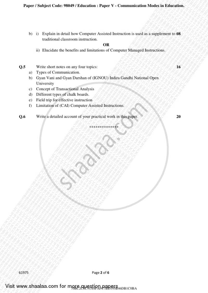 Communication Mode in Education 2018-2019 - B.A. - 3rd Year (TYBA) - University of Mumbai question paper with PDF download
