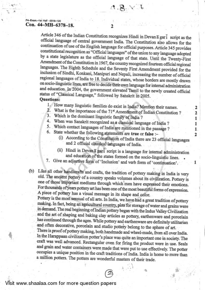 Communication Skill in English 2017-2018 - B.A. - 1st Year (FYBA) - University of Mumbai question paper with PDF download