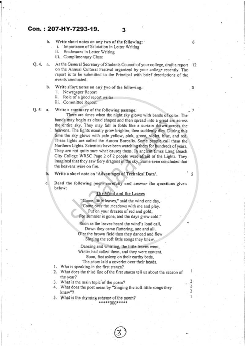 Communication Skill in English 2018-2019 - B.A. - 1st Year (FYBA) - University of Mumbai question paper with PDF download