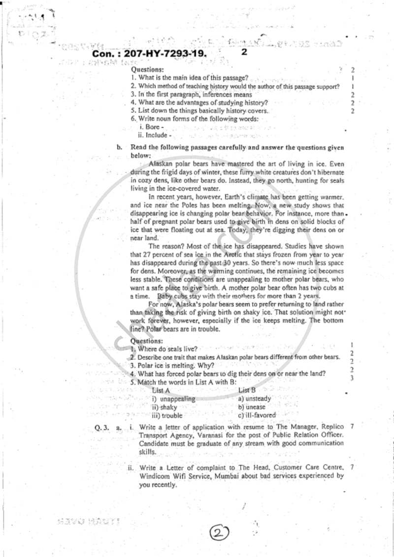 Communication Skill in English 2018-2019 - B.A. - 1st Year (FYBA) - University of Mumbai question paper with PDF download