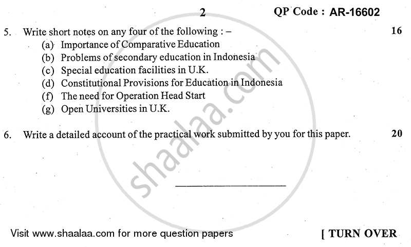 Comparative Education 2013-2014 - B.A. - 3rd Year (TYBA) - University of Mumbai question paper with PDF download