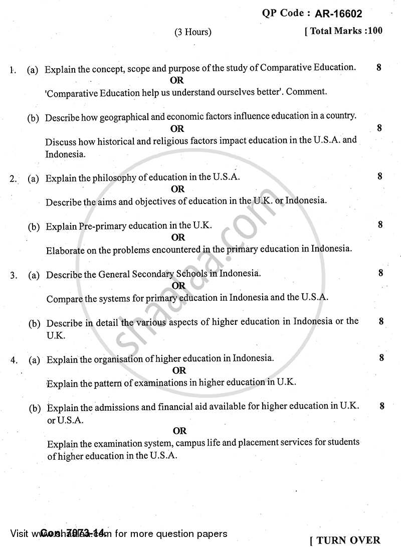 Comparative Education 2013-2014 - B.A. - 3rd Year (TYBA) - University of Mumbai question paper with PDF download