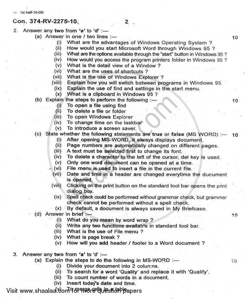 Computer Applications to Economic Analysis 2009-2010 - B.A. - Semester 5 (TYBA) - University of Mumbai question paper with PDF download
