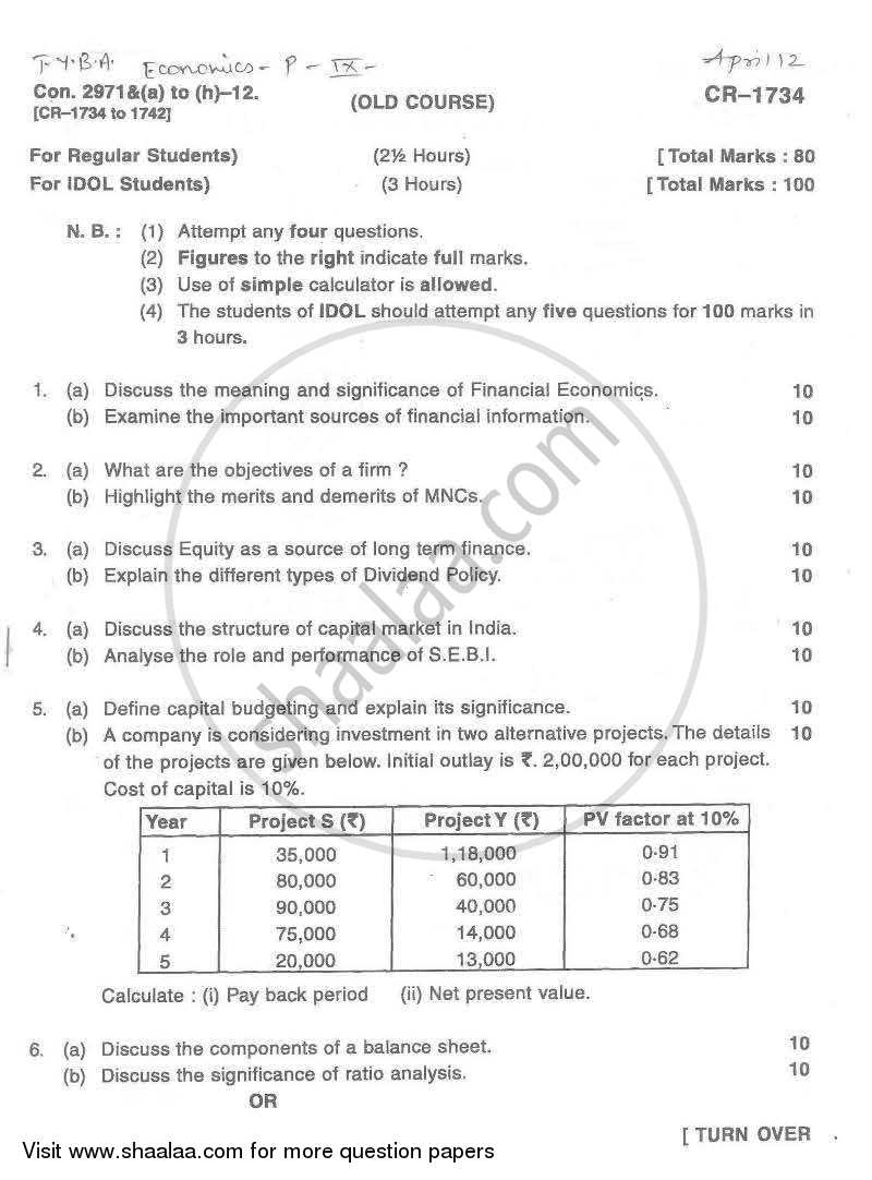 Computer Applications to Economic Analysis 2011-2012 - B.A. - Semester 5 (TYBA) - University of Mumbai question paper with PDF download