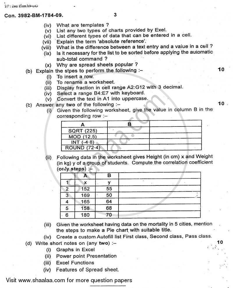 Computer Applications to Economic Analysis 2009-2010 - B.A. - Semester 6 (TYBA) - University of Mumbai question paper with PDF download