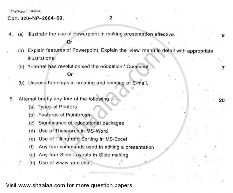 Computers in Education 2008-2009 - B.A. - Semester 6 (TYBA) - University of Mumbai question paper with PDF download