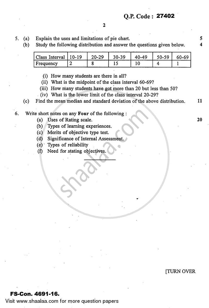 Educational Evaluation 2015-2016 - B.A. - 3rd Year (TYBA) - University of Mumbai question paper with PDF download