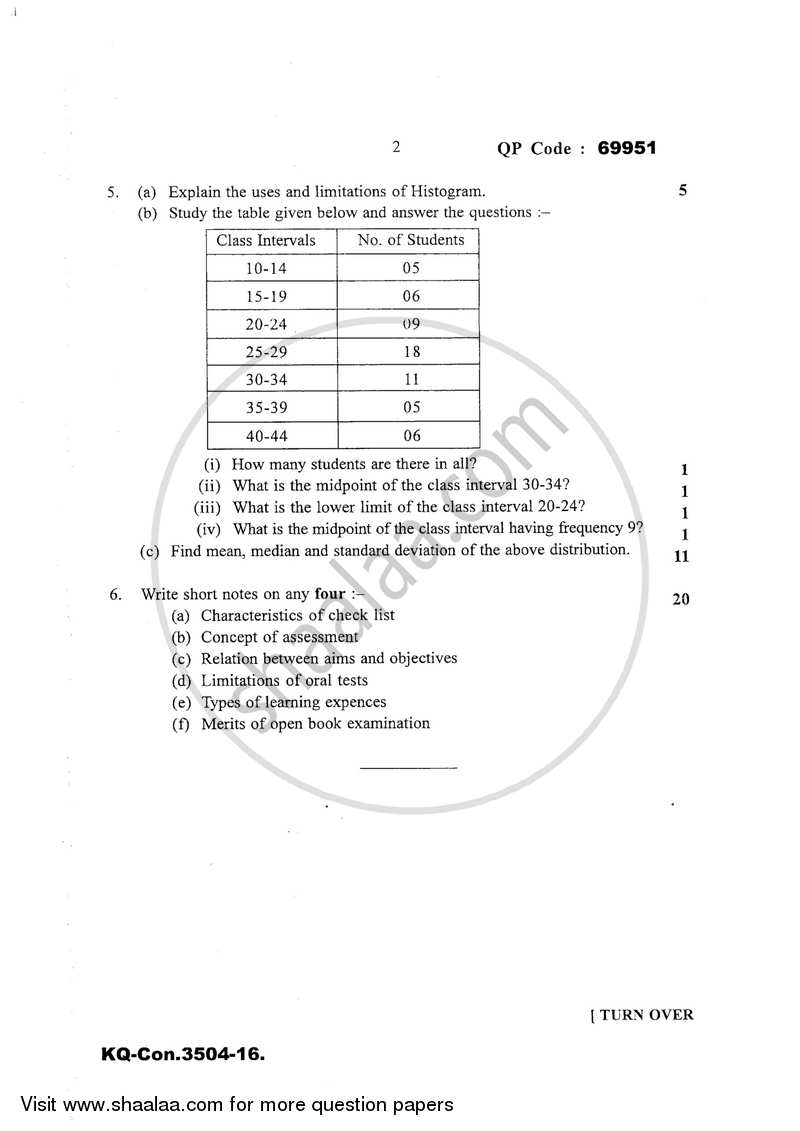 Educational Evaluation 2016-2017 - B.A. - 3rd Year (TYBA) - University of Mumbai question paper with PDF download