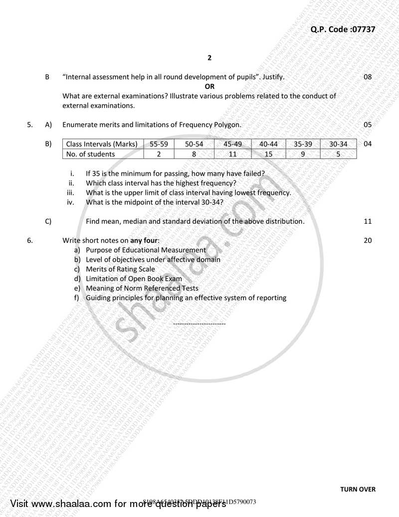 Educational Evaluation 2016-2017 - B.A. - 3rd Year (TYBA) - University of Mumbai question paper with PDF download