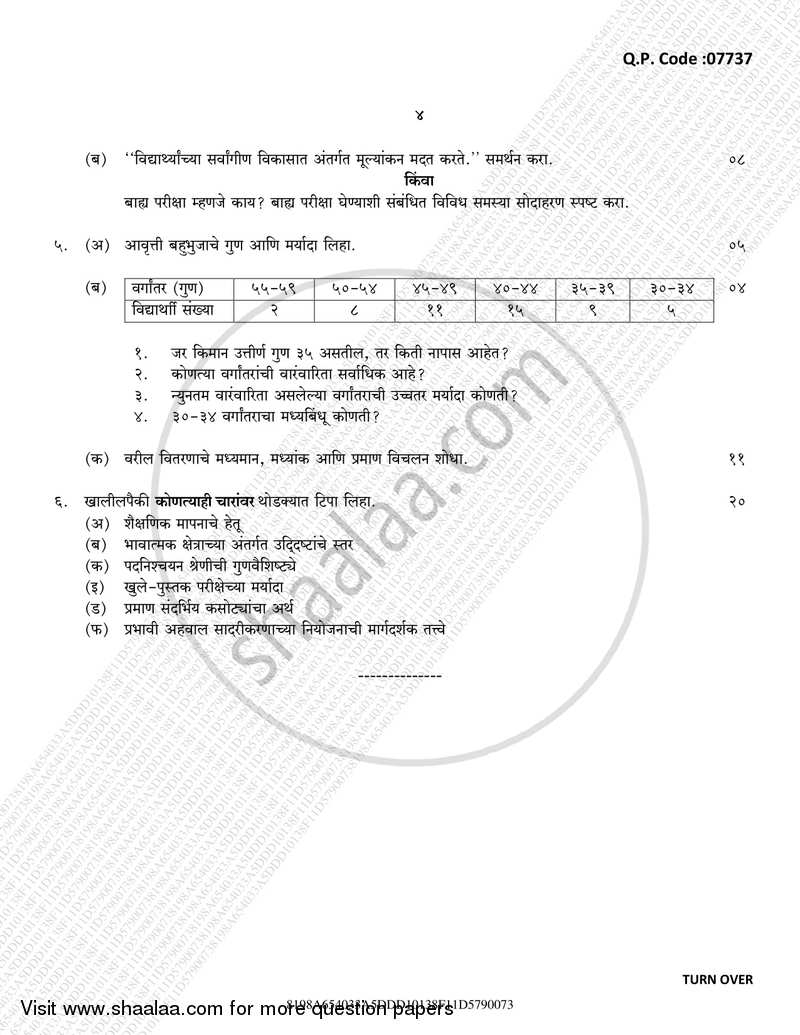 Educational Evaluation 2016-2017 - B.A. - 3rd Year (TYBA) - University of Mumbai question paper with PDF download
