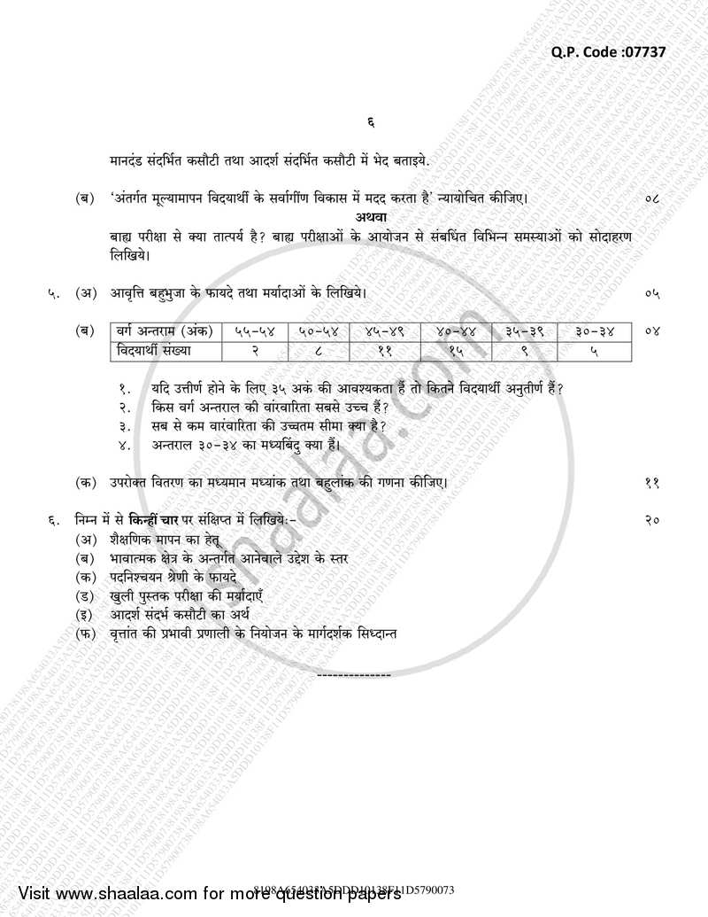 Educational Evaluation 2016-2017 - B.A. - 3rd Year (TYBA) - University of Mumbai question paper with PDF download