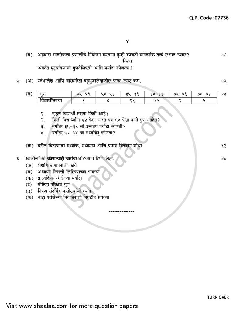 Educational Evaluation 2017-2018 - B.A. - 3rd Year (TYBA) - University of Mumbai question paper with PDF download