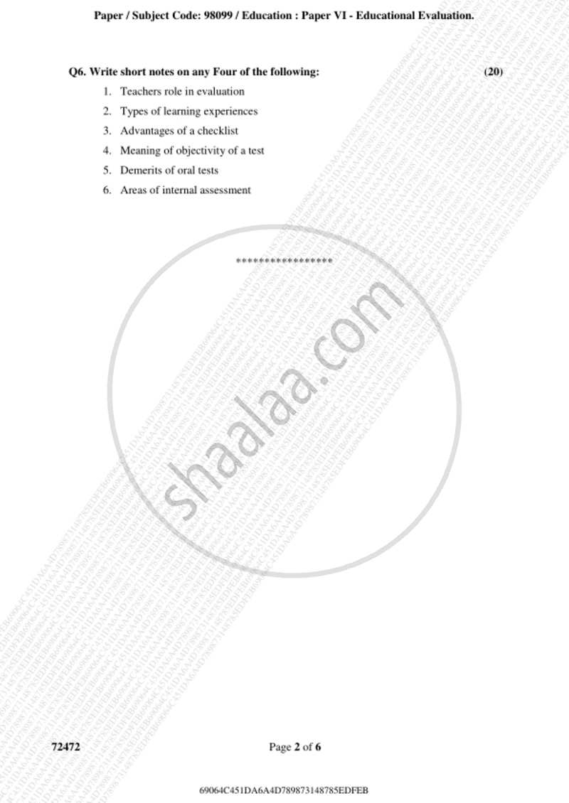 Educational Evaluation 2018-2019 - B.A. - 3rd Year (TYBA) - University of Mumbai question paper with PDF download