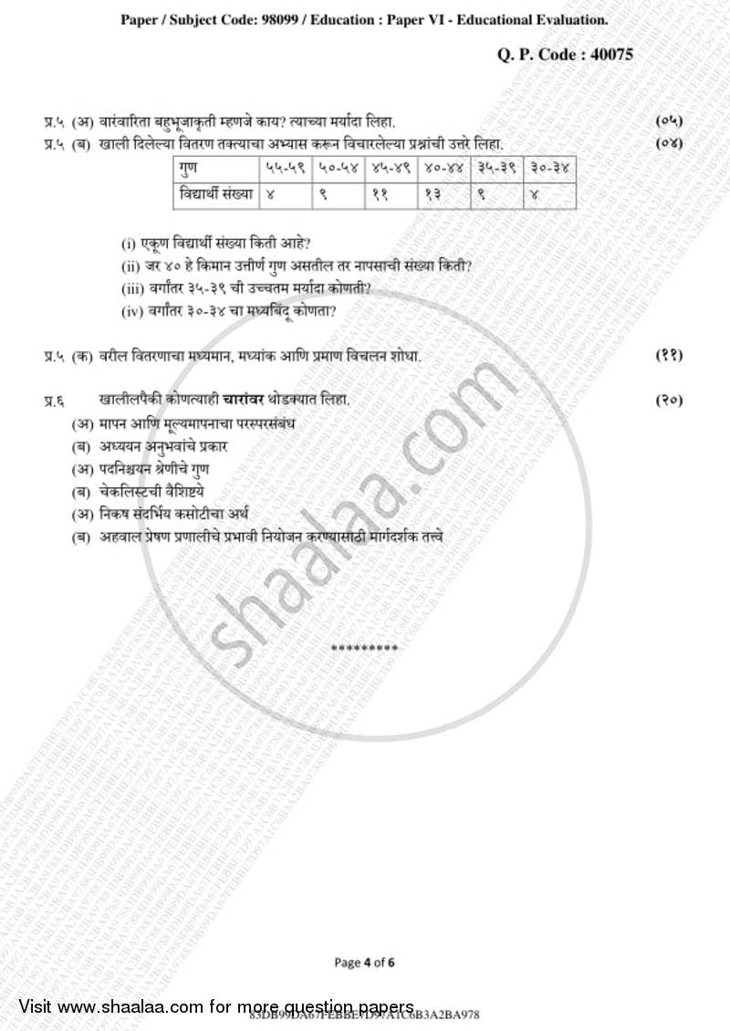 Educational Evaluation 2018-2019 - B.A. - 3rd Year (TYBA) - University of Mumbai question paper with PDF download