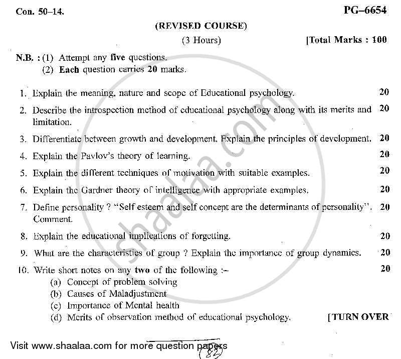 Educational Psychology 2013-2014 - B.A. - Semester 4 (SYBA) - University of Mumbai question paper with PDF download