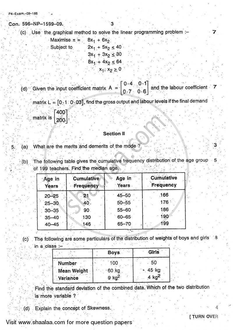 Elementary Mathematics and Statistics for Economic Analysis 2008-2009 - B.A. - Semester 6 (TYBA) - University of Mumbai question paper with PDF download