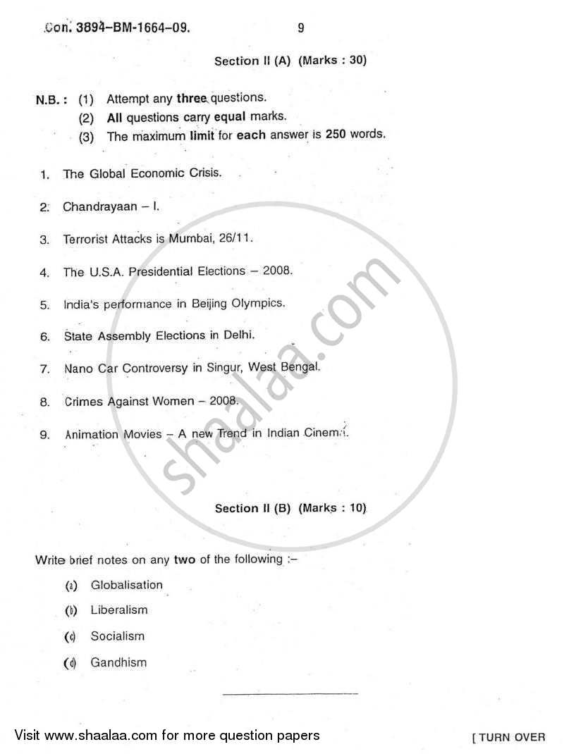 Elements of Research Methodology 2009-2010 - B.A. - 3rd Year (TYBA) - University of Mumbai question paper with PDF download