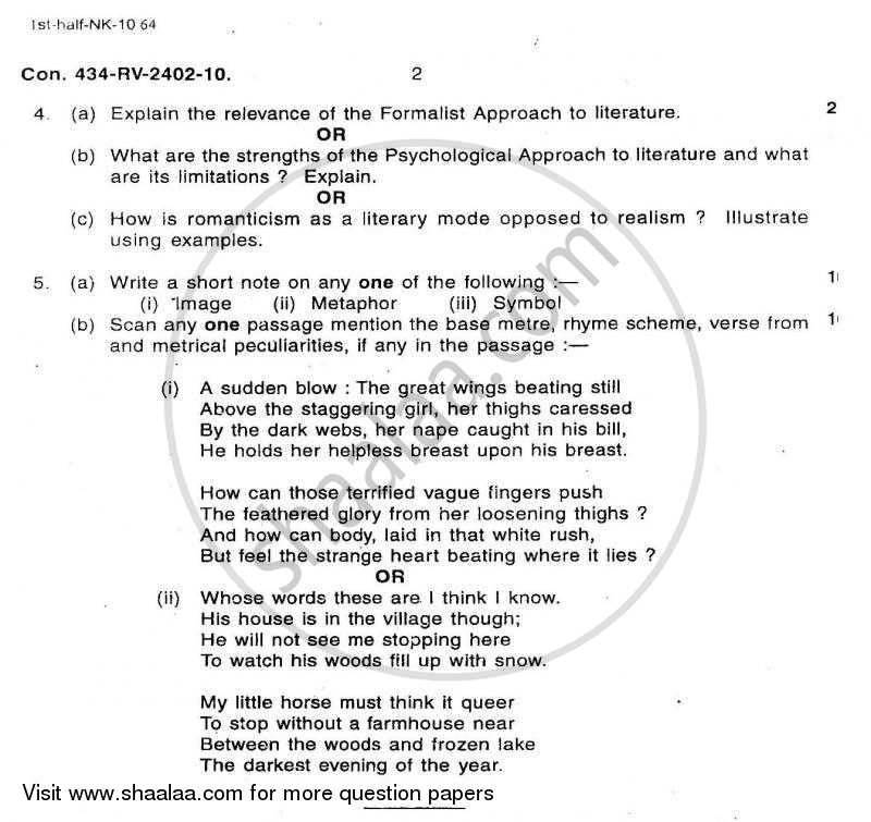 English Language and Literary Criticism 2009-2010 - B.A. - 3rd Year (TYBA) - University of Mumbai question paper with PDF download