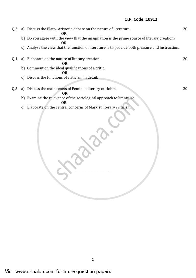 English Language and Literary Criticism 2017-2018 - B.A. - 3rd Year (TYBA) - University of Mumbai question paper with PDF download