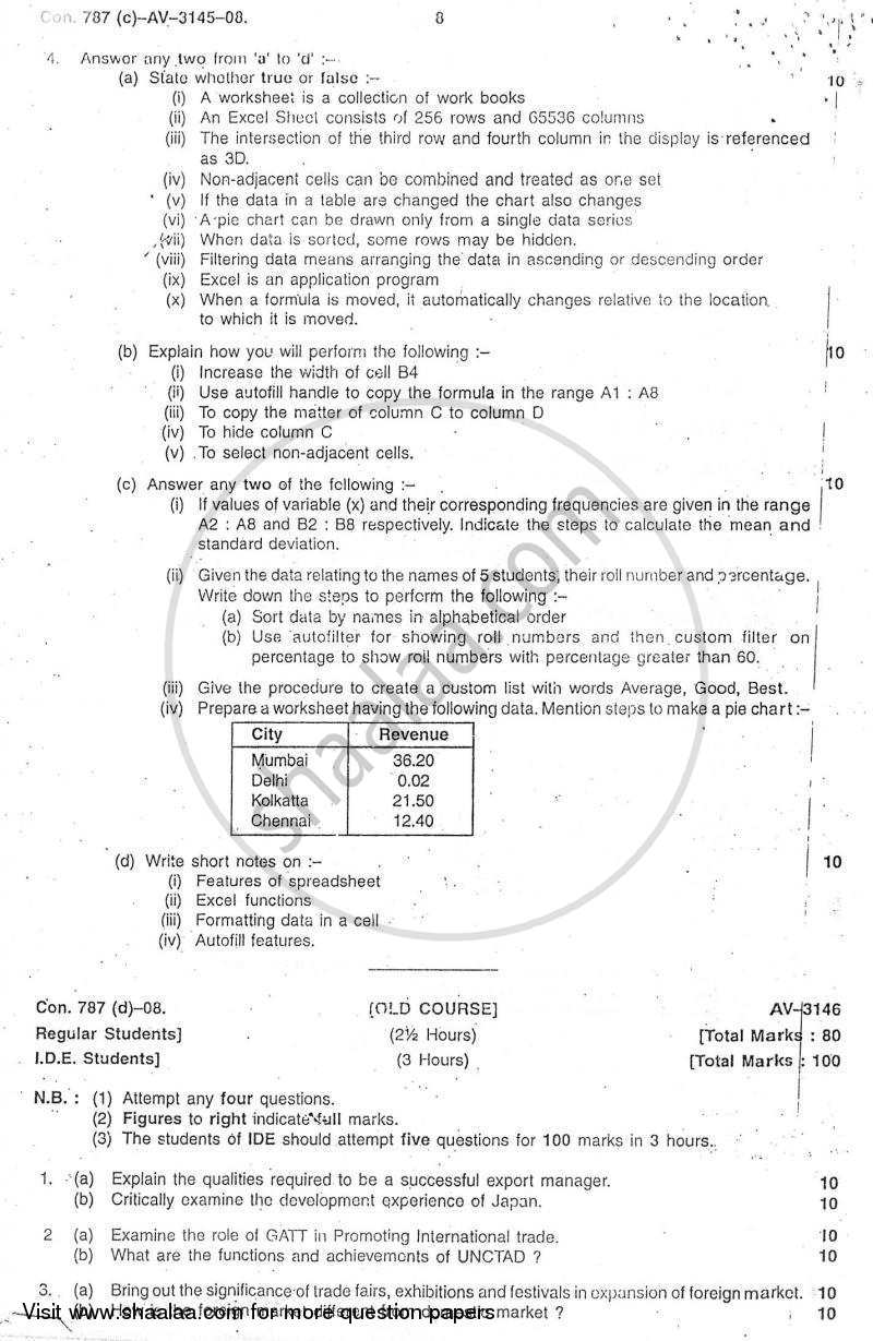 Entrepreneurship and Small Industrial Management 2007-2008 - B.A. - Semester 6 (TYBA) - University of Mumbai question paper with PDF download