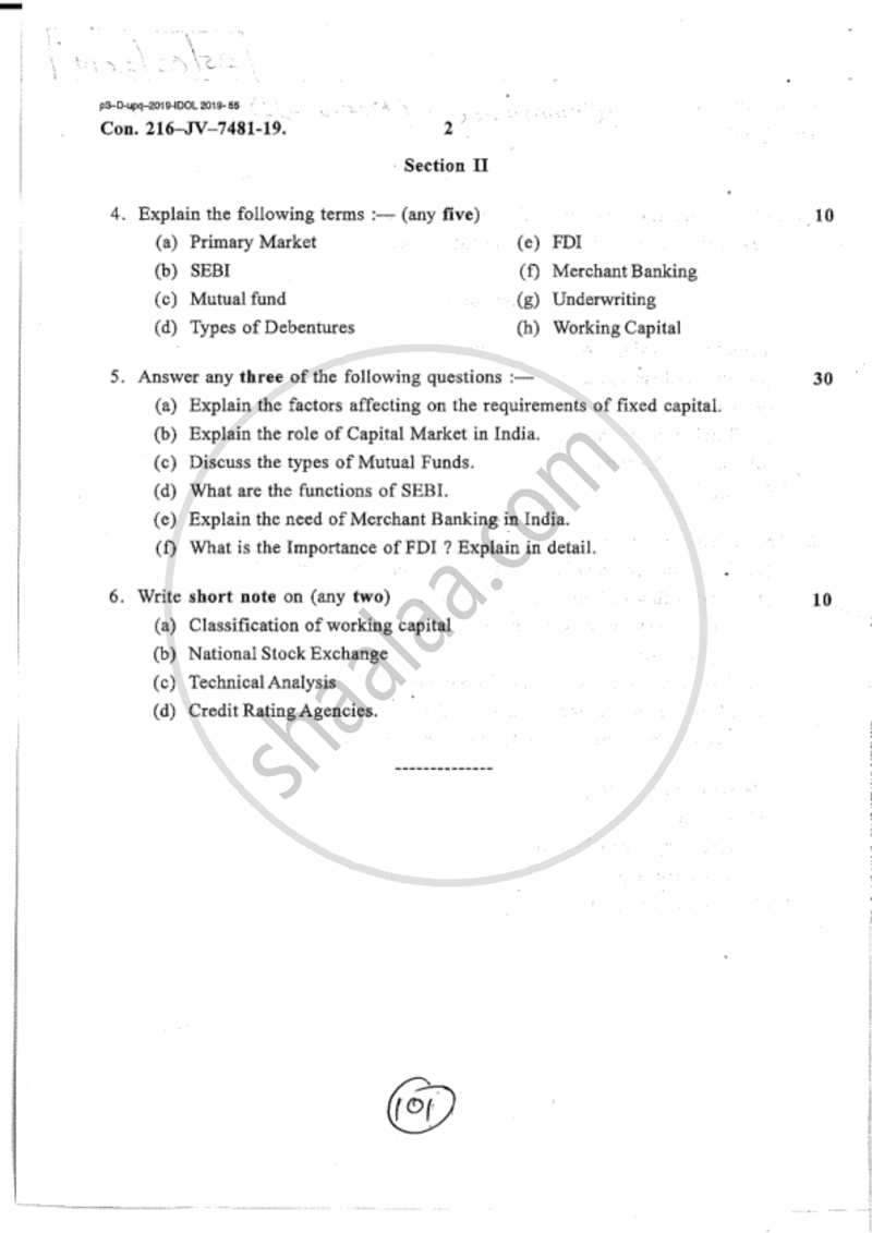 Financial Management 2018-2019 - B.A. - 2nd Year (SYBA) - University of Mumbai question paper with PDF download