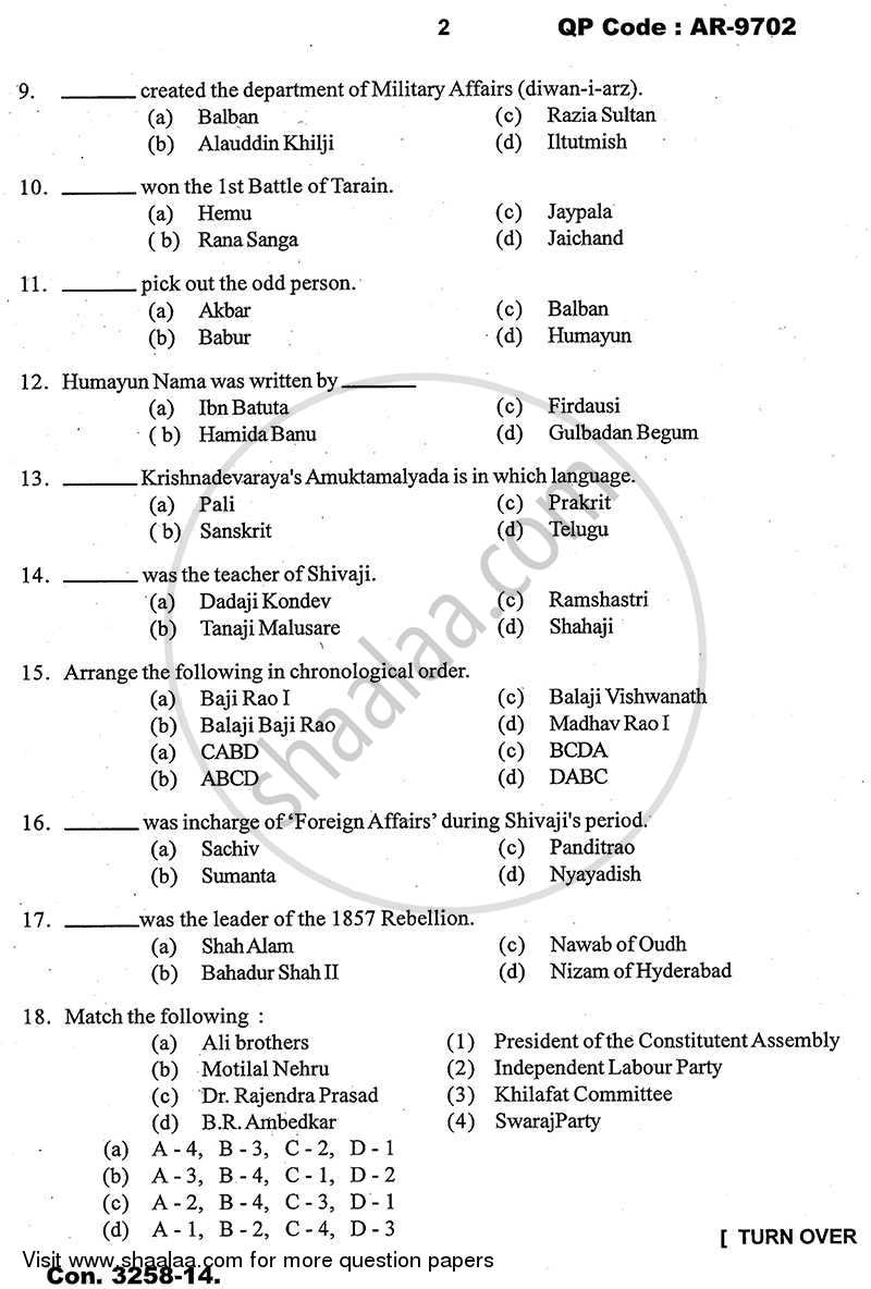 General Knowledge and Current Affairs 2013-2014 - B.A. - 3rd Year (TYBA) - University of Mumbai question paper with PDF download