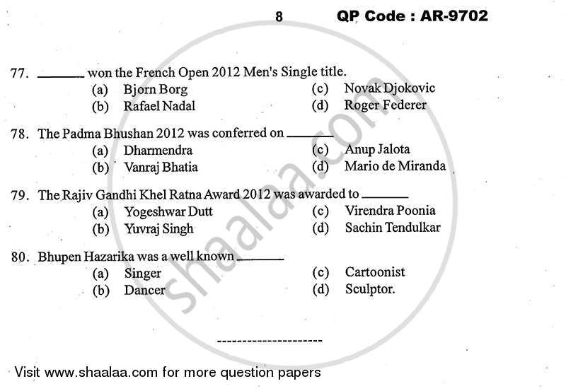 General Knowledge and Current Affairs 2013-2014 - B.A. - 3rd Year (TYBA) - University of Mumbai question paper with PDF download