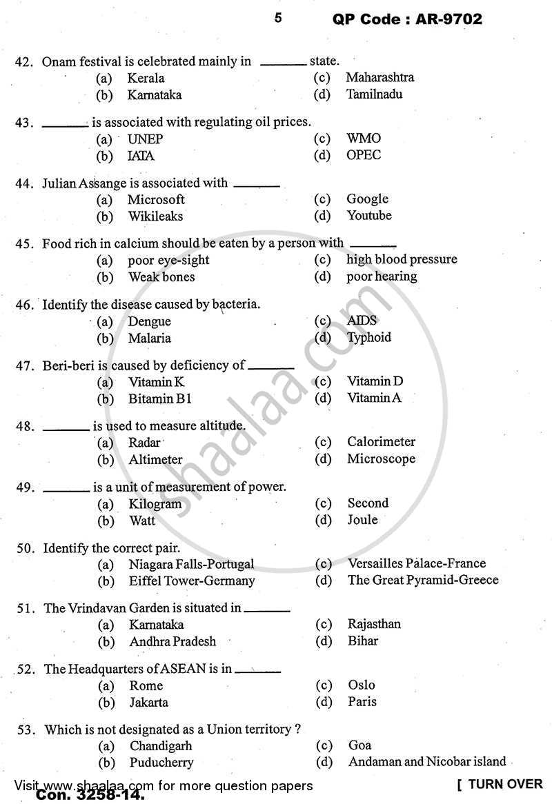 General Knowledge and Current Affairs 2013-2014 - B.A. - 3rd Year (TYBA) - University of Mumbai question paper with PDF download