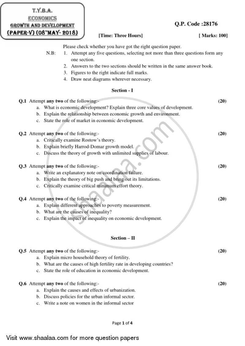 Growth and Development 2017-2018 - B.A. - 3rd Year (TYBA) - University of Mumbai question paper with PDF download