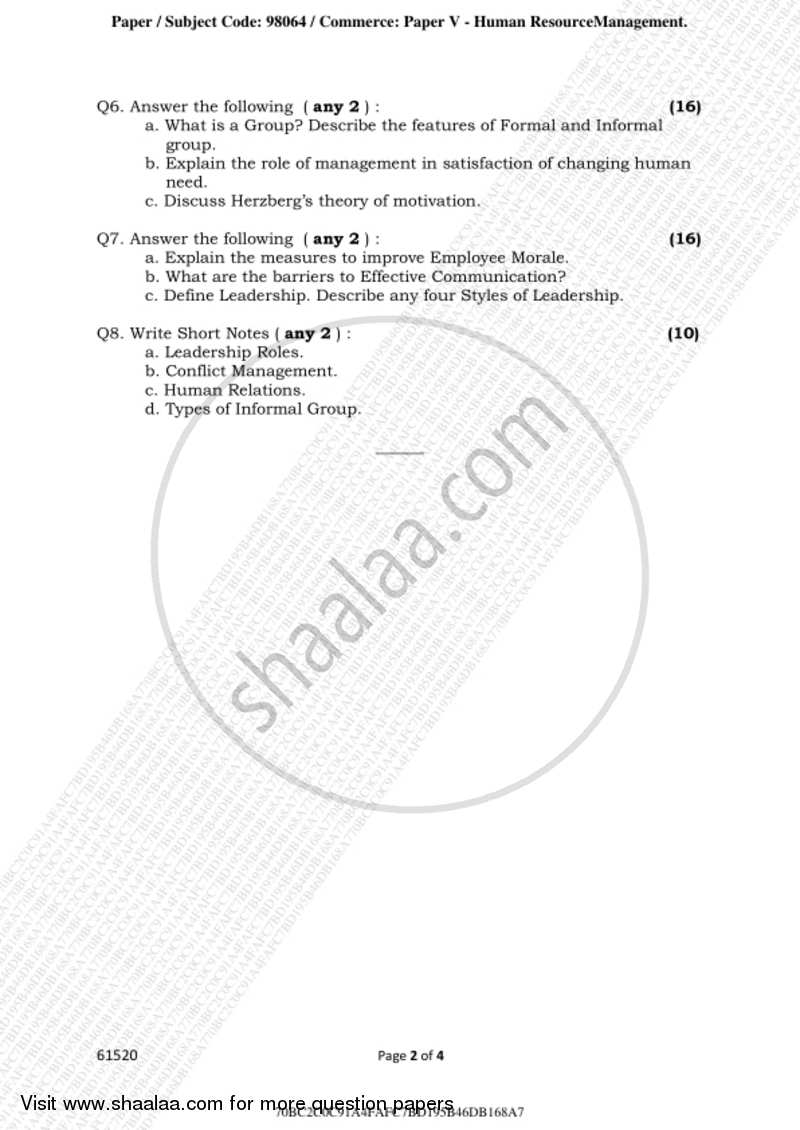 Human Resource Management 2018-2019 - B.A. - 3rd Year (TYBA) - University of Mumbai question paper with PDF download