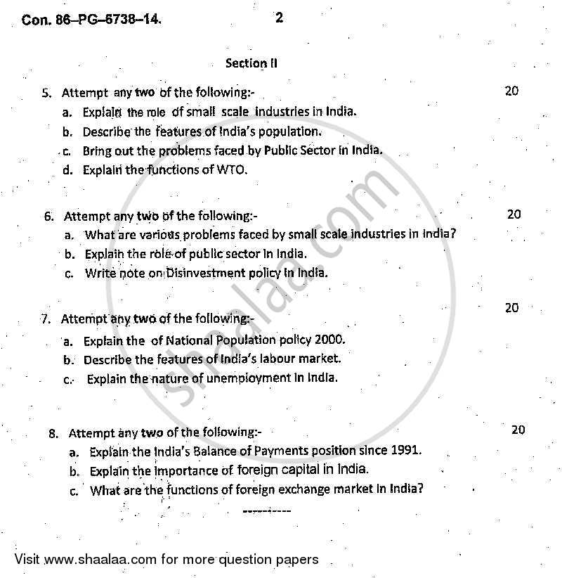 Indian Economics 2013-2014 - B.A. - 2nd Year (SYBA) - University of Mumbai question paper with PDF download