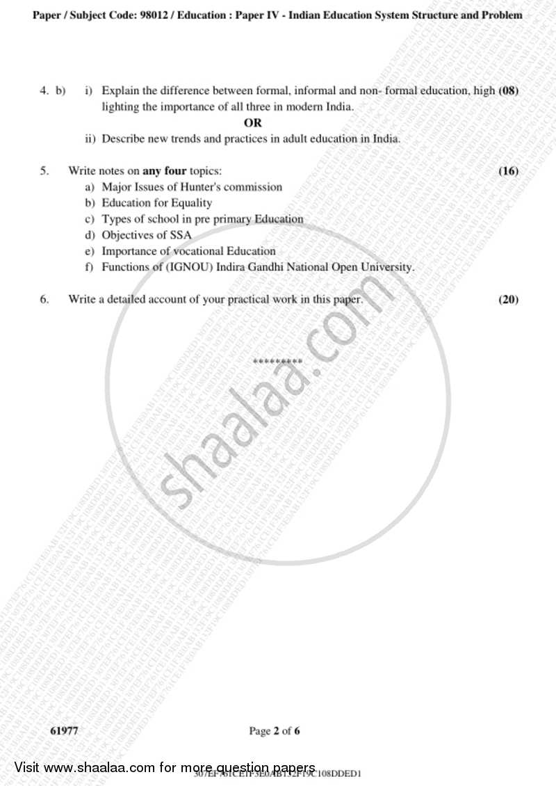 Indian Education System, Structure and Problem 2018-2019 - B.A. - 3rd Year (TYBA) - University of Mumbai question paper with PDF download