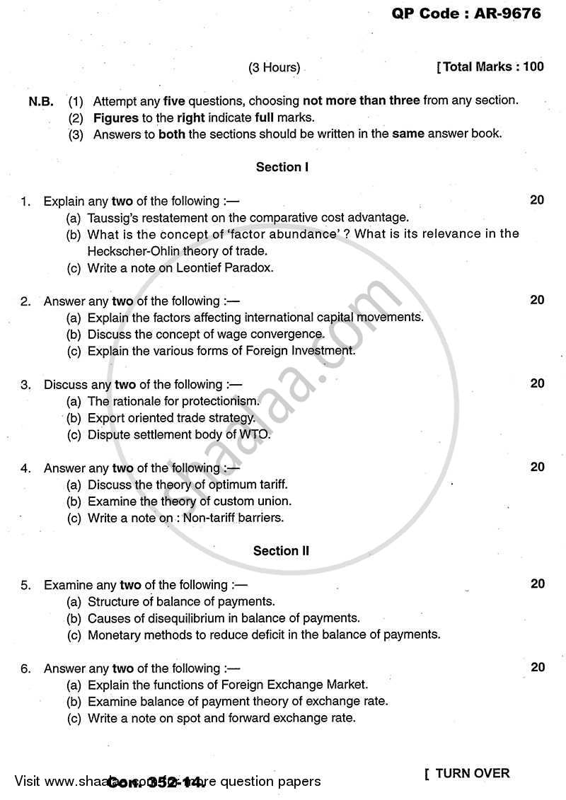 International Economics 2013-2014 - B.A. - 3rd Year (TYBA) - University of Mumbai question paper with PDF download