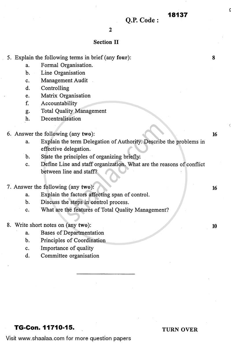 Introduction to Management 2014-2015 - B.A. - 3rd Year (TYBA) - University of Mumbai question paper with PDF download