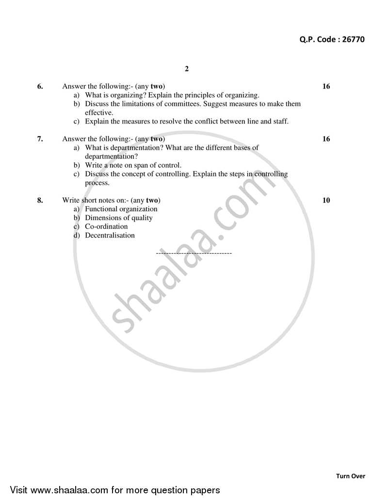 Introduction to Management 2017-2018 - B.A. - 3rd Year (TYBA) - University of Mumbai question paper with PDF download