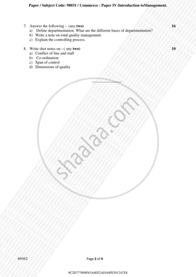 Introduction to Management 2018-2019 - B.A. - 3rd Year (TYBA) - University of Mumbai question paper with PDF download