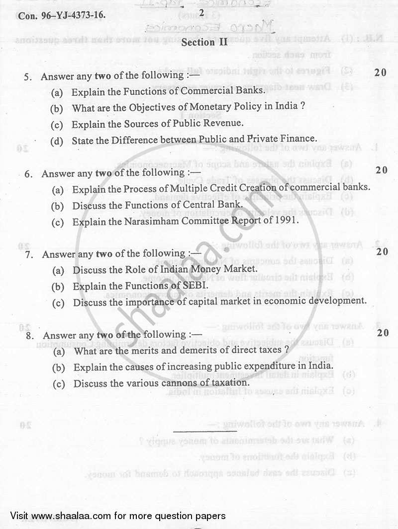Macro Economics 2015-2016 - B.A. - 2nd Year (SYBA) - University of Mumbai question paper with PDF download