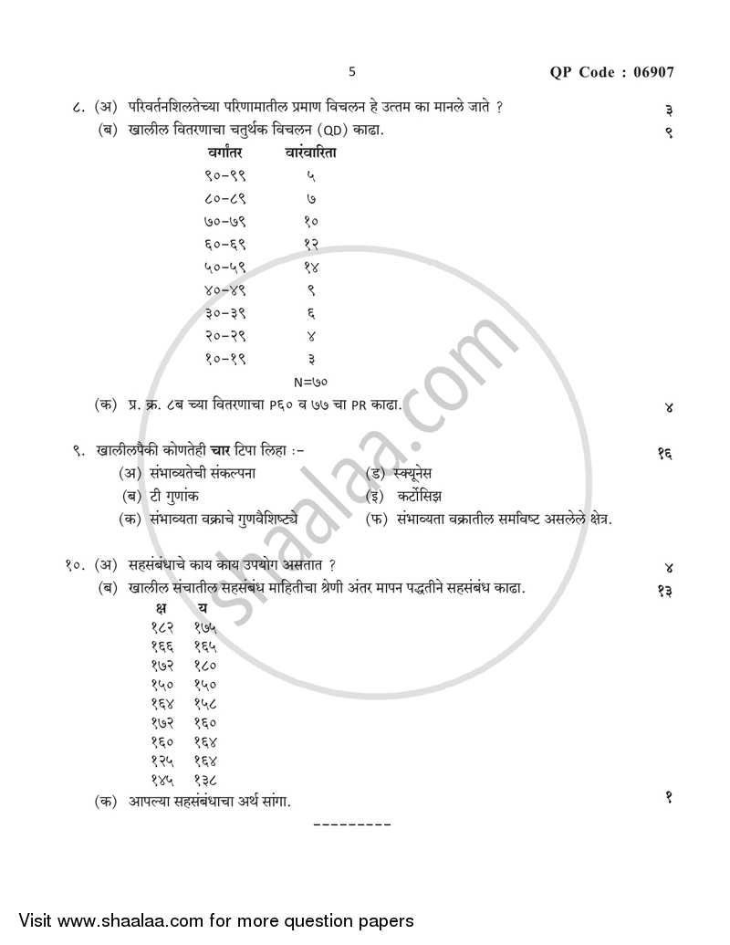 Psychological Testing and Statistics 2017-2018 - B.A. - 3rd Year (TYBA) - University of Mumbai question paper with PDF download