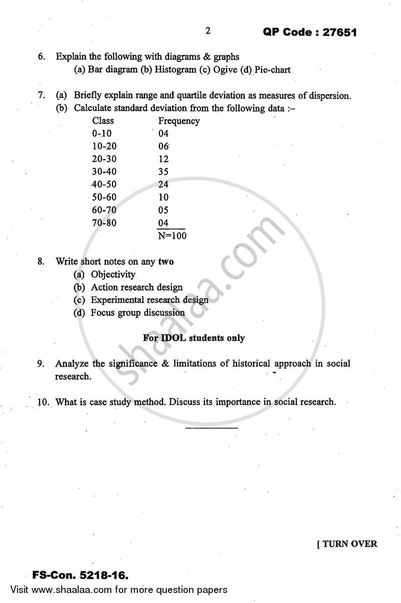 Research Methodology 2015-2016 - B.A. - 3rd Year (TYBA) - University of Mumbai question paper with PDF download