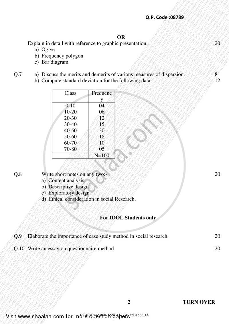 Research Methodology 2016-2017 - B.A. - 3rd Year (TYBA) - University of Mumbai question paper with PDF download