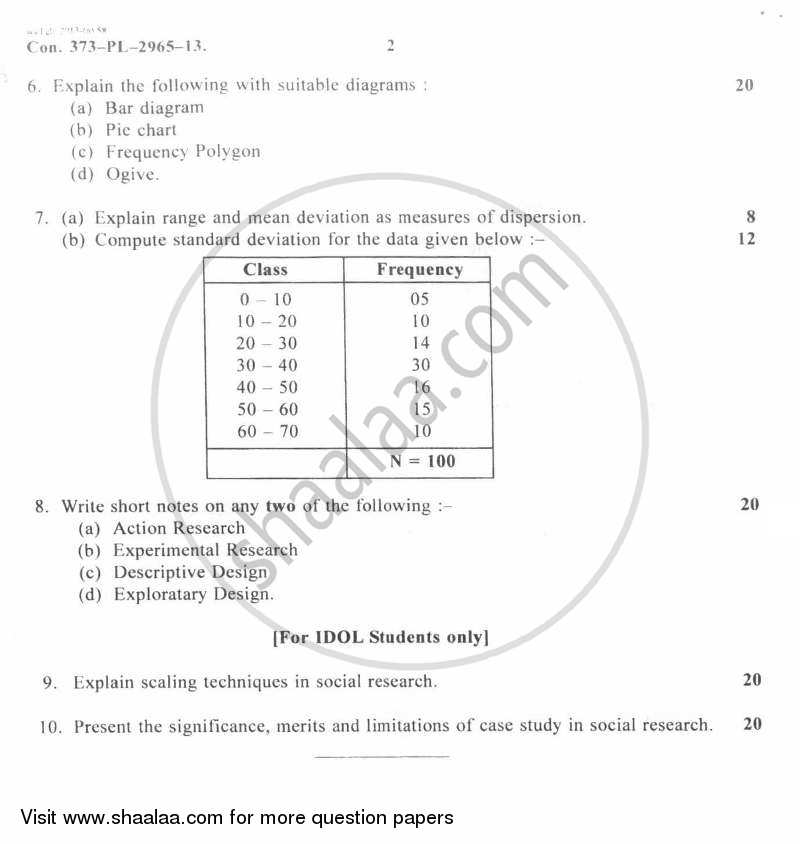 Research Methodology 2012-2013 - B.A. - Semester 6 (TYBA) - University of Mumbai question paper with PDF download