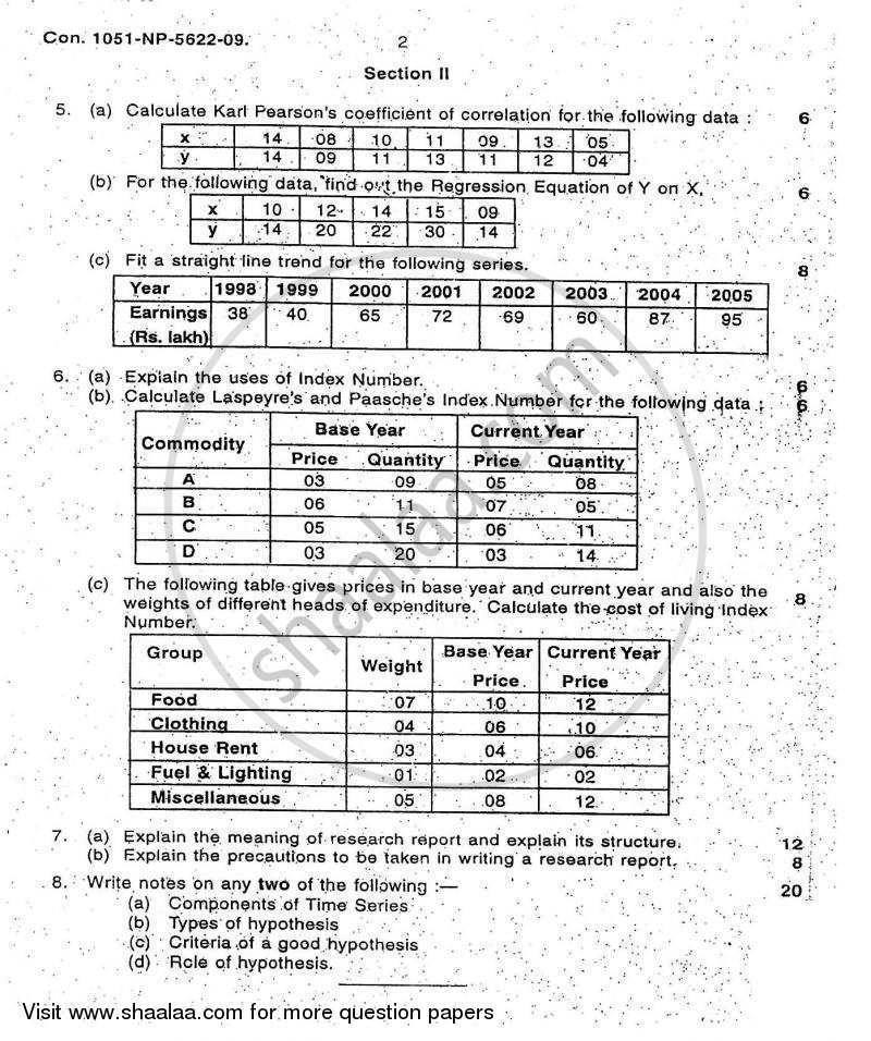 Research Methodology 2008-2009 - B.A. - 3rd Year (TYBA) - University of Mumbai question paper with PDF download