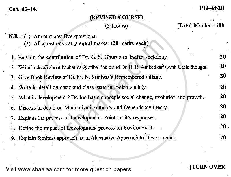 Sociology of India and Sociology of Development 2013-2014 - B.A. - Semester 3 (SYBA) - University of Mumbai question paper with PDF download