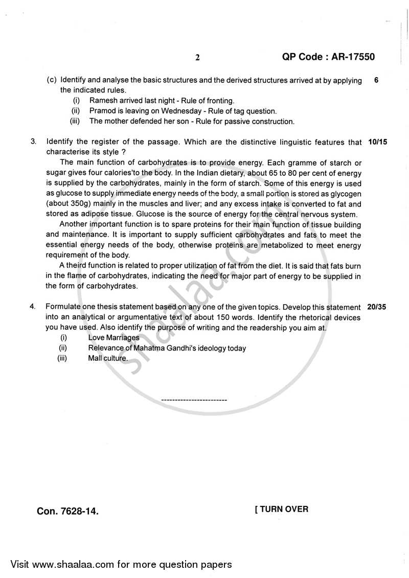 Theory and Practice of Translation 2013-2014 - B.A. - 3rd Year (TYBA) - University of Mumbai question paper with PDF download