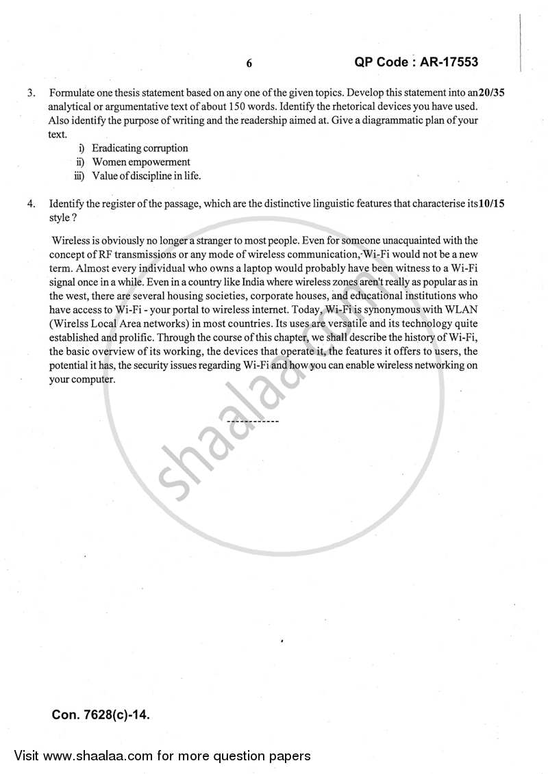 Theory and Practice of Translation 2013-2014 - B.A. - 3rd Year (TYBA) - University of Mumbai question paper with PDF download