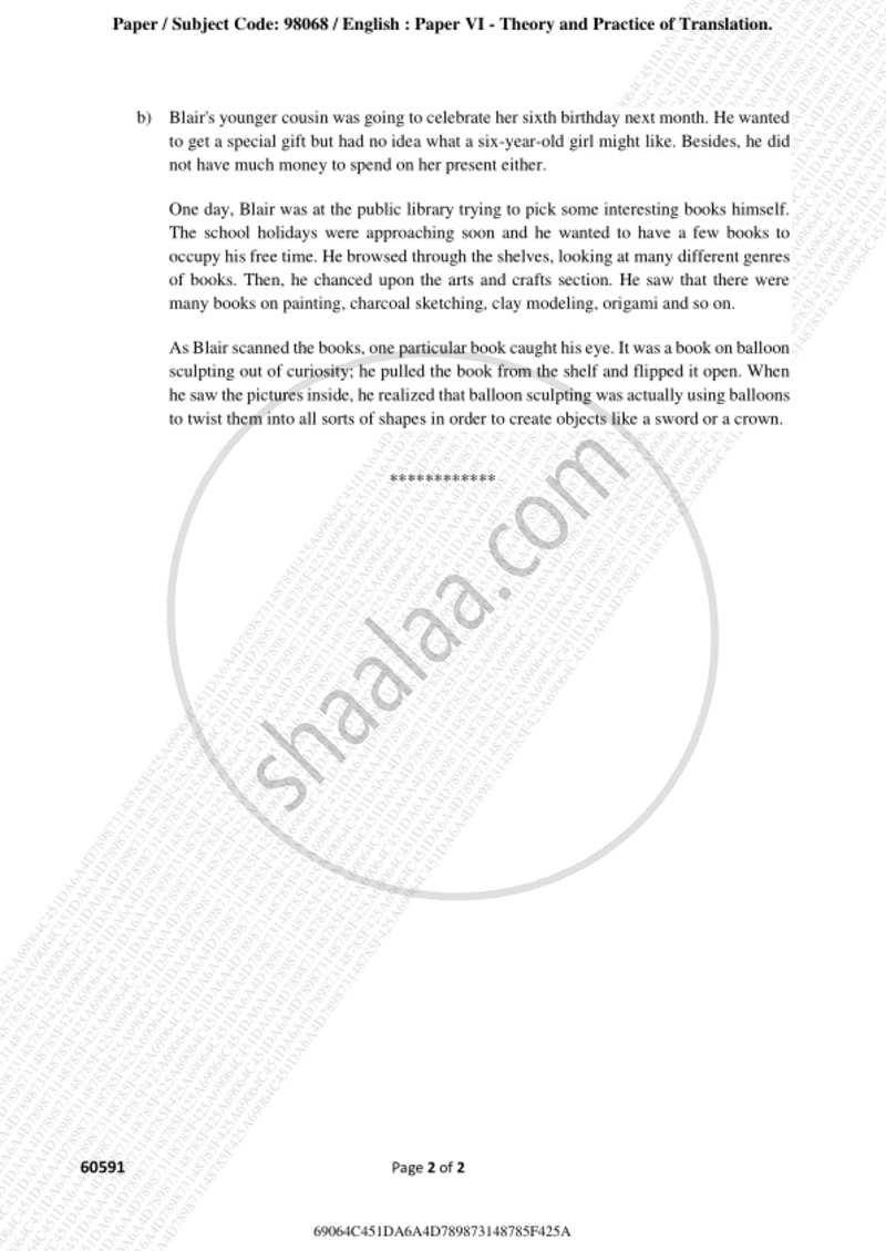 Theory and Practice of Translation 2018-2019 - B.A. - 3rd Year (TYBA) - University of Mumbai question paper with PDF download