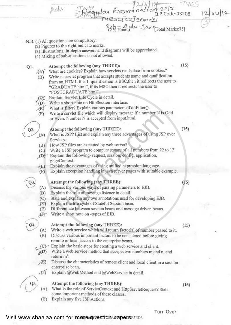 Advanced Java 2 2016 2017 B Sc Computer Science Semester 6 TYBSc Advanced java 2 2016 2017 b sc computer science semester 6 tybsc