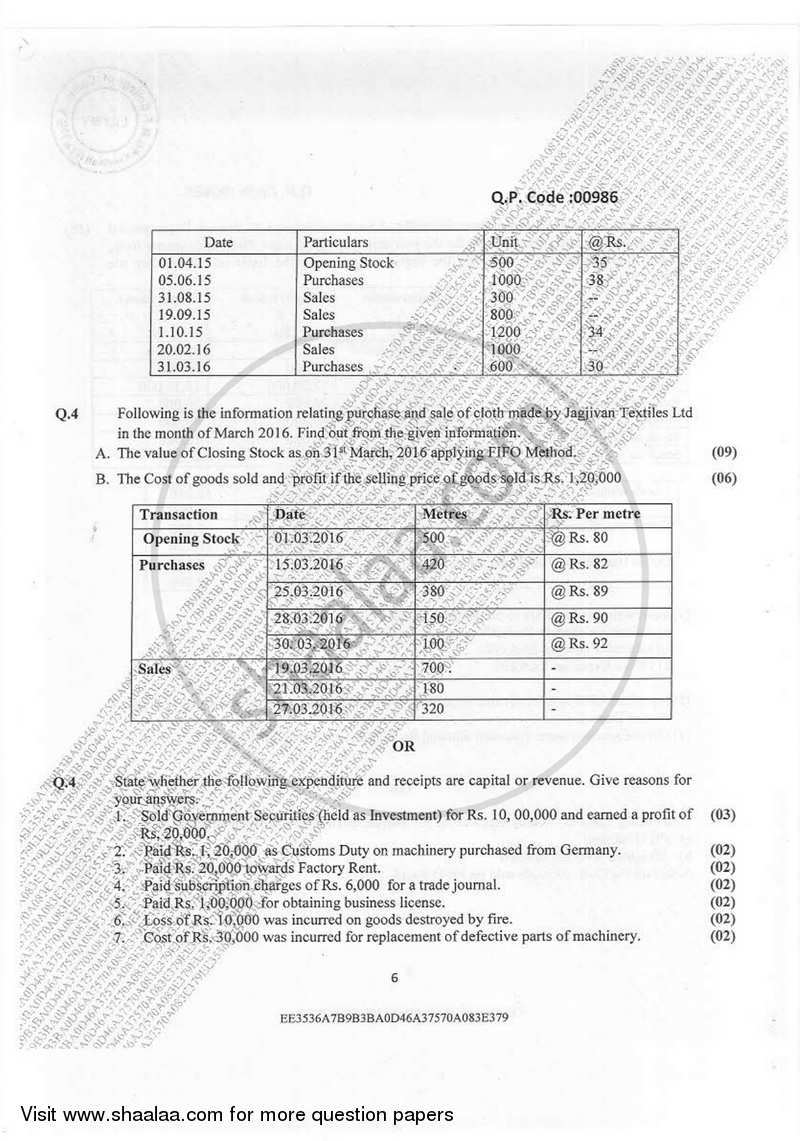 Accountancy And Financial Management 1 2016-2017 - B.Com. - Semester 1 (FYBcom) - University of Mumbai question paper with PDF download