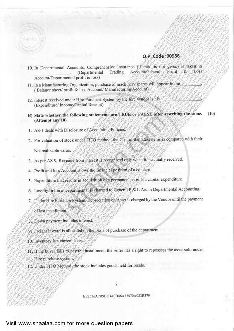 Accountancy And Financial Management 1 2016-2017 - B.Com. - Semester 1 (FYBcom) - University of Mumbai question paper with PDF download