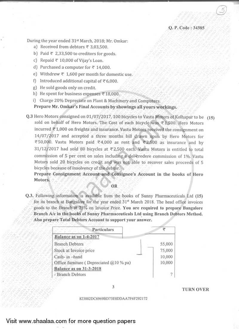 Accountancy And Financial Management 2 2017-2018 - B.Com. - Semester 2 (FYBcom) - University of Mumbai question paper with PDF download